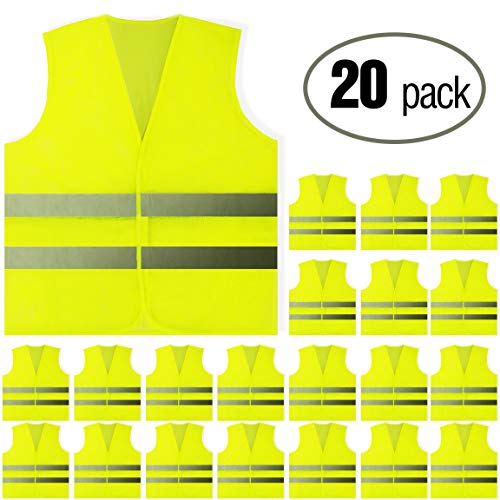 20 Pack Yellow Reflective High Visibility Safety Vest (20 Count)
