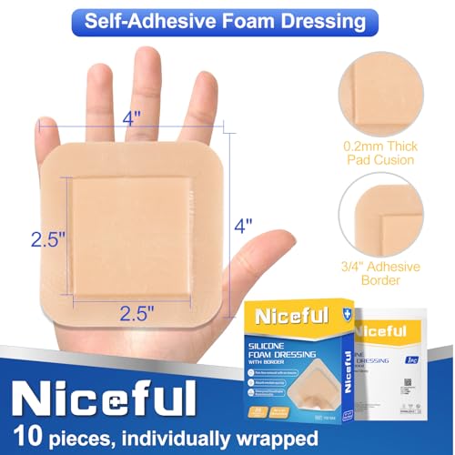 Silicone Foam Dressing 4"x4" 25 PCS for Bed Sores Post Surgery (25 Count)