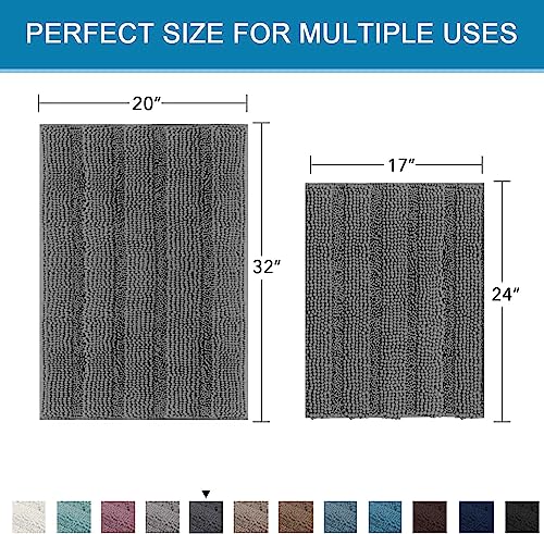 Grey Bathroom Rug Set Bath Mats (2 Count)