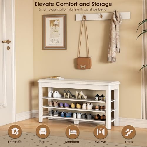 Shoe Rack Bench Seat Rubberwood 3