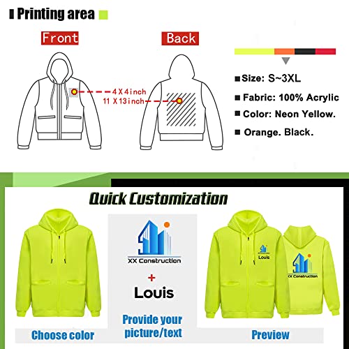 High Visibility Reflective Safety Hoodie Jacket With Removable Sleeves Hi Vis Outdoor Protective Workwear Unisex