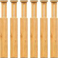 6 Pack Adjustable Bamboo Drawer Dividers (6 Count)