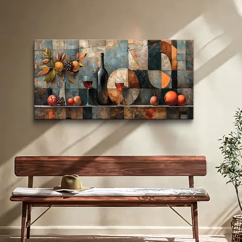 Large Canvas Wall Decor For Kitchen Wall Art For Living Room Dining Room Decorations Wine Glass Painting Still Life Abstract Picture Artwork Pub Wall Mural Posters Home Decor 24"x48"