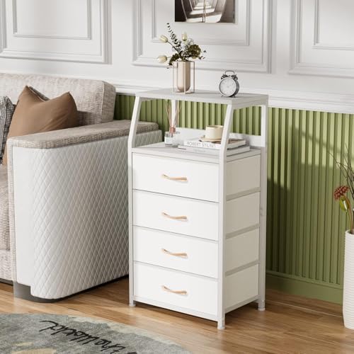 Tall Nightstand with 4 Fabric Drawers