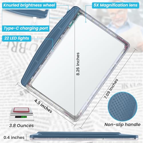 Rechargeable 5X Magnifying Glass for Reading