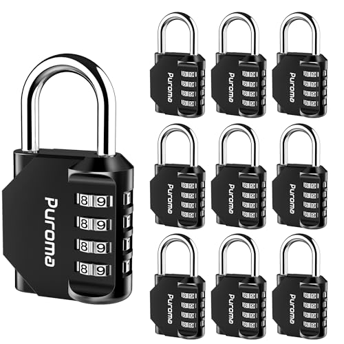 10 Pack Combination Lock Locker 4 Digits Combo Padlock Gym Black (10 Count)