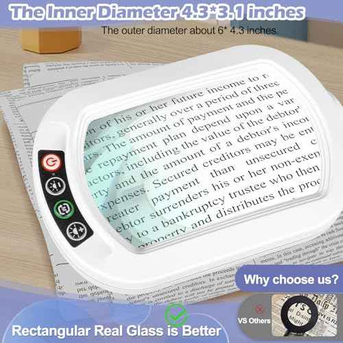 12X Square Magnifying Glass with Light and Stand