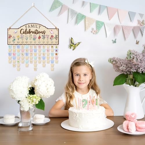 Wooden 3D Family Celebrations Birthday Calendar Wall Hanging