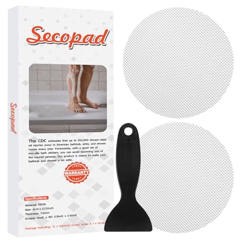 12PCS Round Non Slip Bathtub Stickers with Scraper