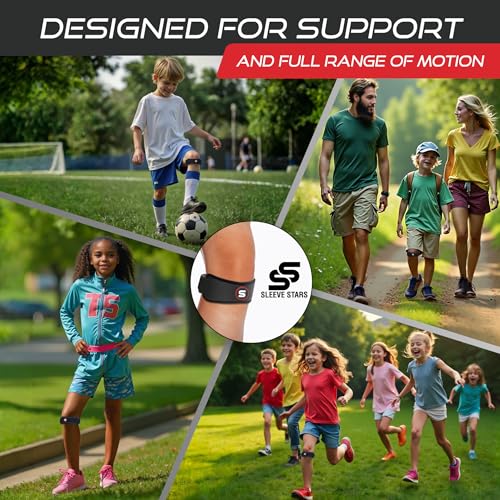 Sleeve Stars Swedish Brand Patellar Tendon Support Strap for Women & Men Effective Osgood Schlatter Knee Brace Youth & Kids Knee Brace with 3 Adjustable Length fits 7"