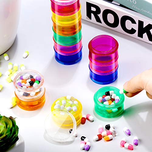 2 Pieces 7 Days Stackable Pill Organizer Round Weekly Containers