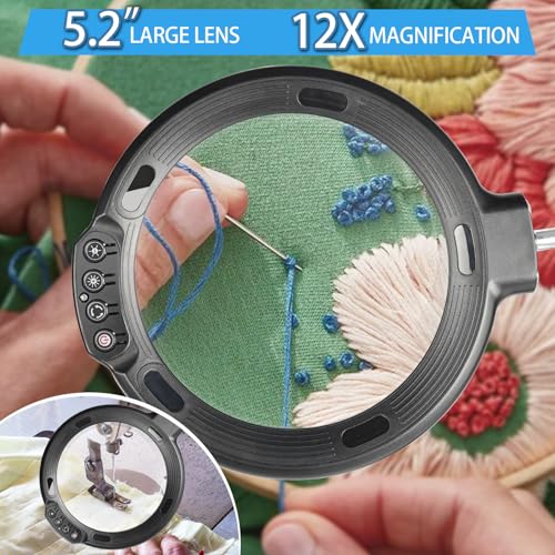 12X Large Magnifying Glass with Light and Floor Stand