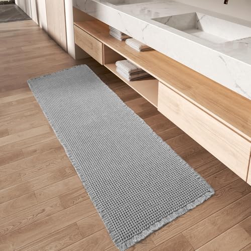 Upgraded Waffle Grey Bath Mat 2' x 4'