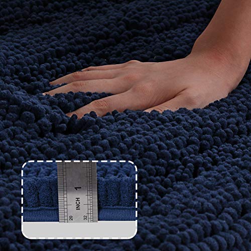 Bath Rug Runner for Bathroom 59inx 20in Extra Large Navy Blue Striped Bath Mat Runner Slid Resistant Oversize Non