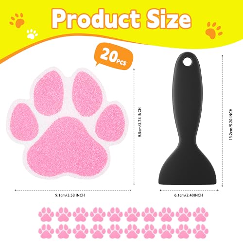20PCS Dog Paw Non Slip Bathtub Stickers with Scraper