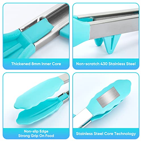 5 Pack Kitchen Tongs for Cooking with Silicone Tip (5 Count)