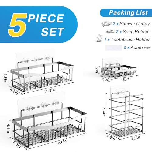 5 Pack Adhesive Shower Caddy Organizer