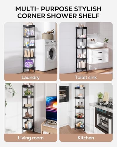 5 Tier Aluminum Corner Shower Caddy Standing Rustproof