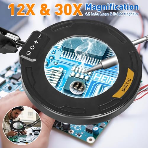 Ultra Long 3 Section Swing Arm 12X 30X Magnifying Glass with Light
