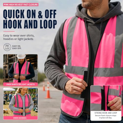 Company Logo Pink Reflective Work Vest