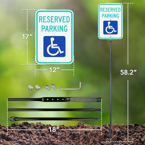 Large Reserved Parking Sign with 54" Metal Thick Stake (2 Count)