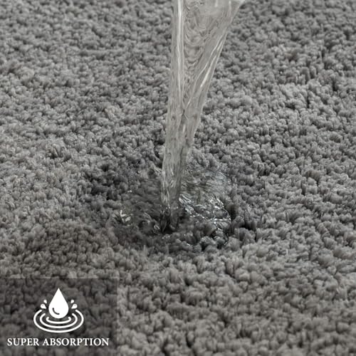 Grey Large Bathroom Rugs Soft Microfiber Bath Mat 24x36 Inch - Bel Marant
