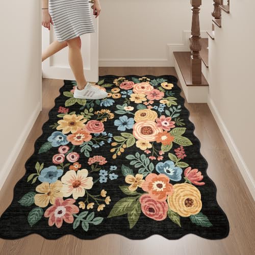 3x4 Rug Non Slip Floral Washable Area Rug for Entryway (12 Sq Ft)