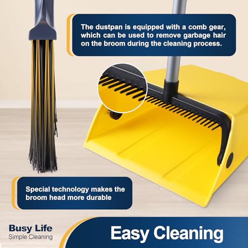 Commercial Broom and Dustpan Set with Comb Commercial Outdoor Indoor