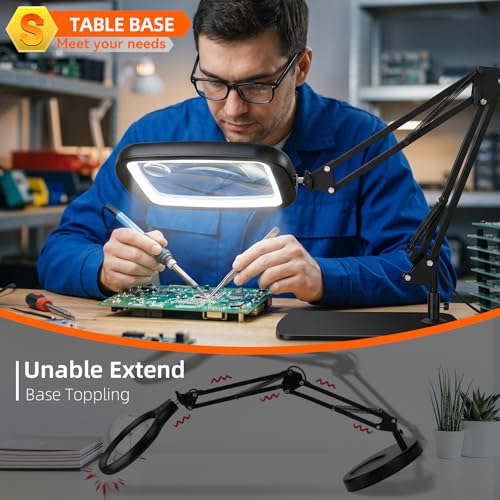 10X 30X Extra Large Magnifying Glass with Light and Stand 7