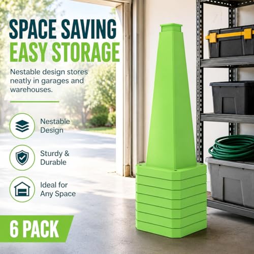 3 Pack 36" Bright Green Traffic Safety Cones with Weighted Base