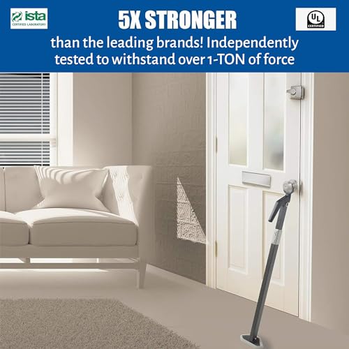 Super Heavy Duty Metal Door Stoppers Bar with 3000+lbs Strength Adjustable Door Security Bar for Home Security Residential