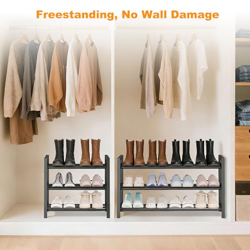 3 Tier Expandable Metal Shoe Rack for Closet & Entryway (3 Count)