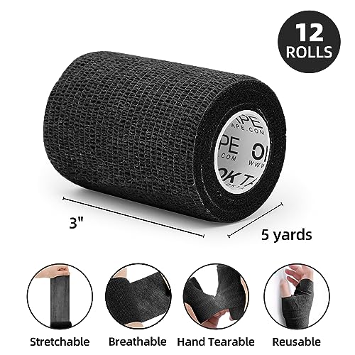 Self Adherent Cohesive Bandages Wrap 12Packs 3" x 5 Yards (12 Count)