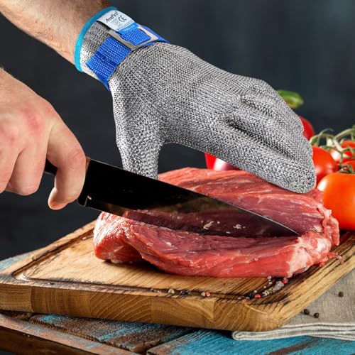 Cut Resistant Gloves Food Grade & Stainless Steel Mesh for Oyster Shucking Butcher Kitchen Meat and Fish Slicing
