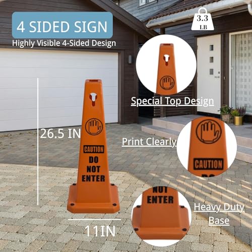 8 Pack Orange Safety Cones Caution DO NOT Enter Sign 4 (8 Count)