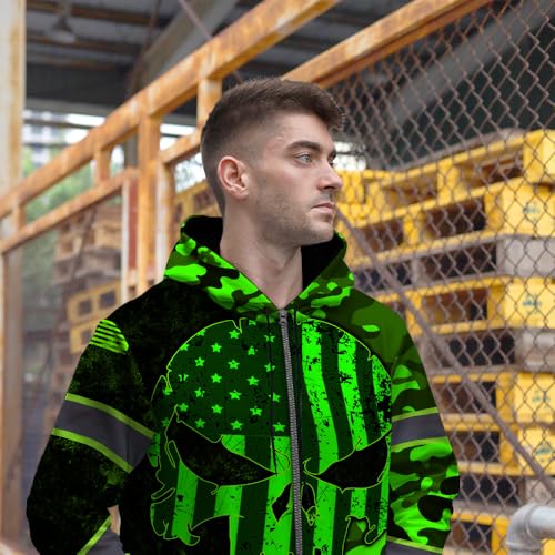 Hi Vis Reflective Zip Up Hoodie