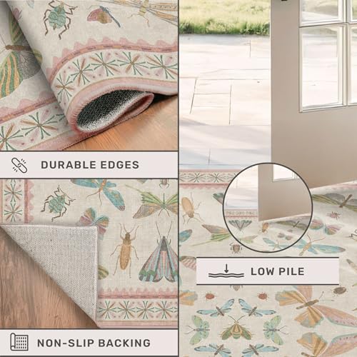7x9 Cute Insect Rugs for Girls Bedroom (63 Sq Ft)