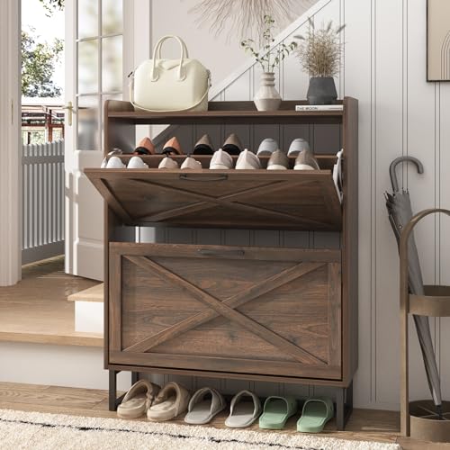 Shoe Storage Cabinet with 2 Flip Drawers