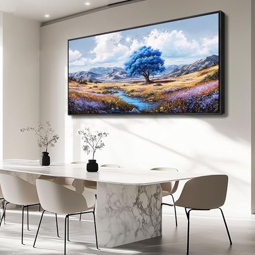 Framed Wall Art Rustic Modern Nature Wall Art Canvas Art Wall Decor Spring Scene Wall Art Decor Artwork Mountain Large Wall Art Prints for Room Living Room Bedroom Office Decor 24X48 inch
