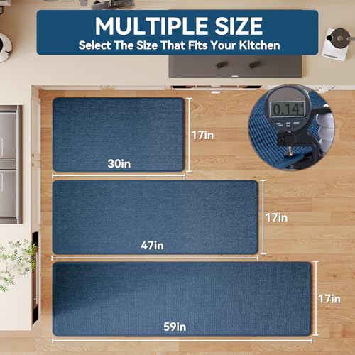 Long Kitchen Runner Rugs Kitchen Mat Non Slip Washable Blue 17"x71"