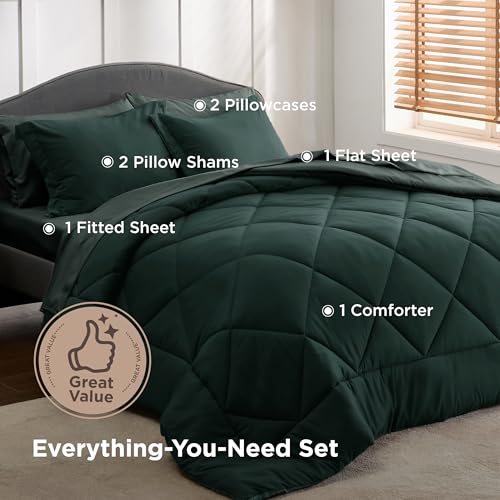 Queen Comforter Set Dark Green