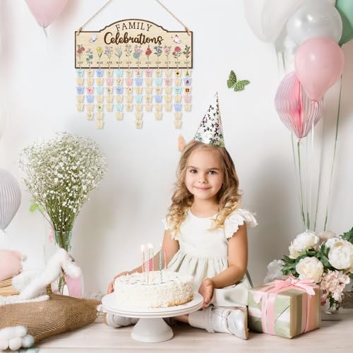 Wooden 3D Family Celebrations Birthday Calendar Wall Hanging