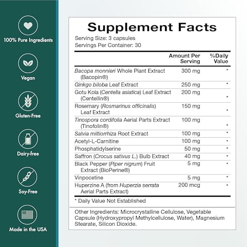 Vibrant Mind Nootropic Memory & Focus 90 Capsules (90 Count)