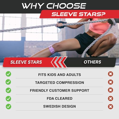 Sleeve Stars Swedish Brand Patellar Tendon Support Strap for Women & Men Effective Osgood Schlatter Knee Brace Youth & Kids Knee Brace with 3 Adjustable Length fits 12" (2 Count)