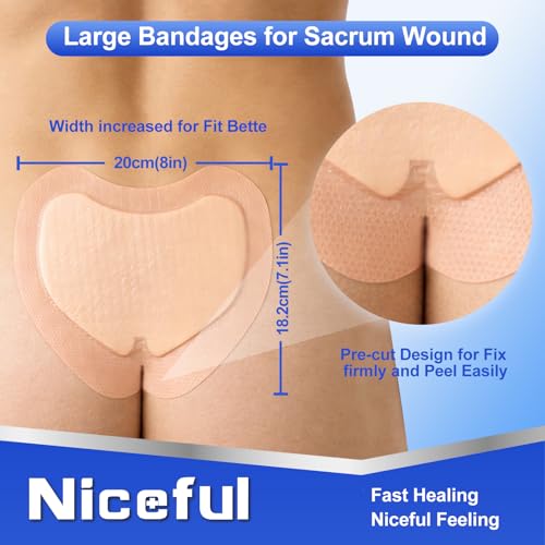 Sacral Silicone Foam Bandages Value Pack 7.1x8 10 Pcs for Bed Sore (10 Count)