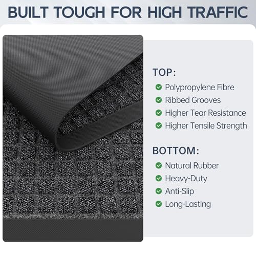 3'x6' Front Door Mat Indoor Outdoor Entrance Heavy Duty Waterproof (18 Sq Ft)