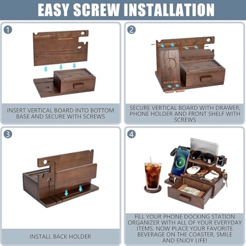 Wood Phone Docking Station with Drawer
