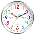 14" Wall Clock for Kids Learning Silent Battery Operated Teaching