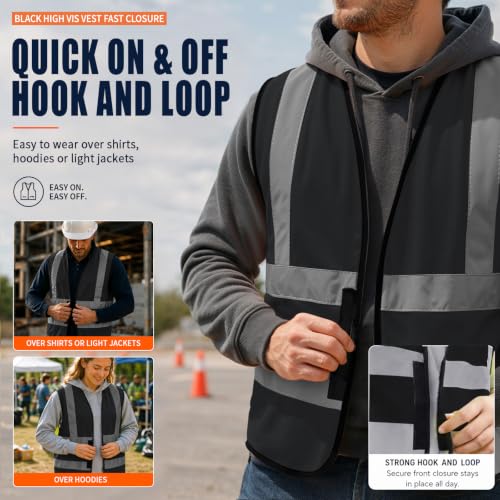 10 14 Year Black children reflective vest