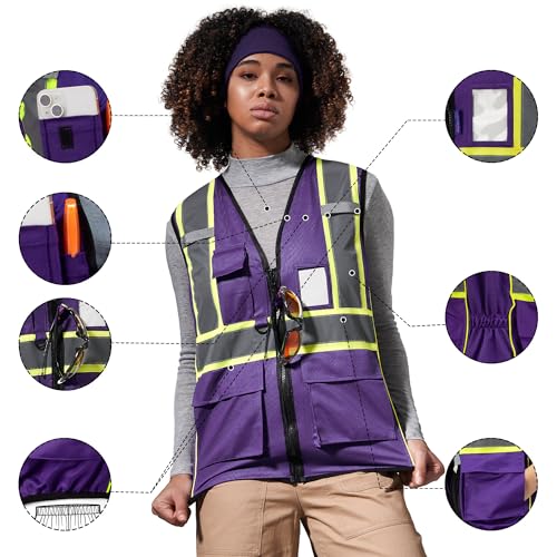 Purple high visibility vest